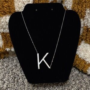Sterling silver .925 LETTER initial K necklace marked boho minimal modern chic